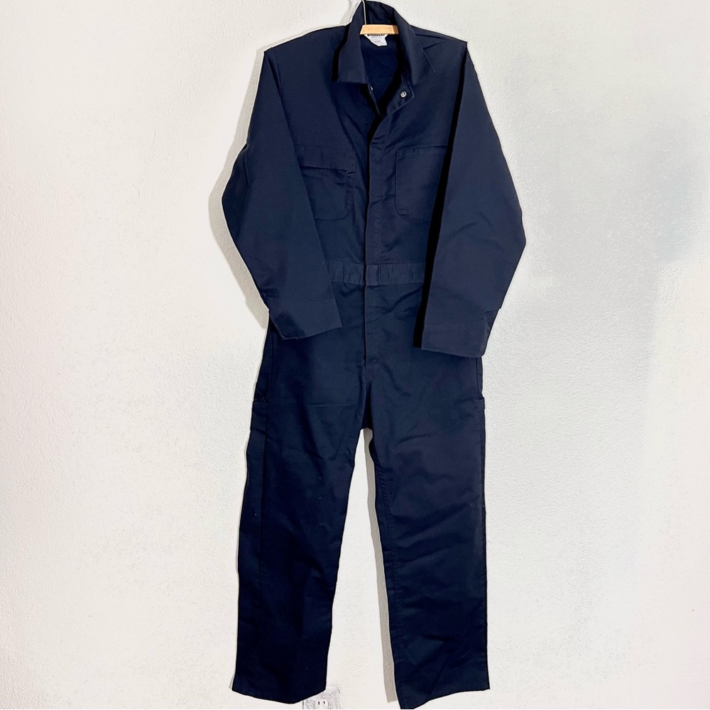 Vintage Mens Roebucks Navy Coverall Work Wear One Piece Uniform